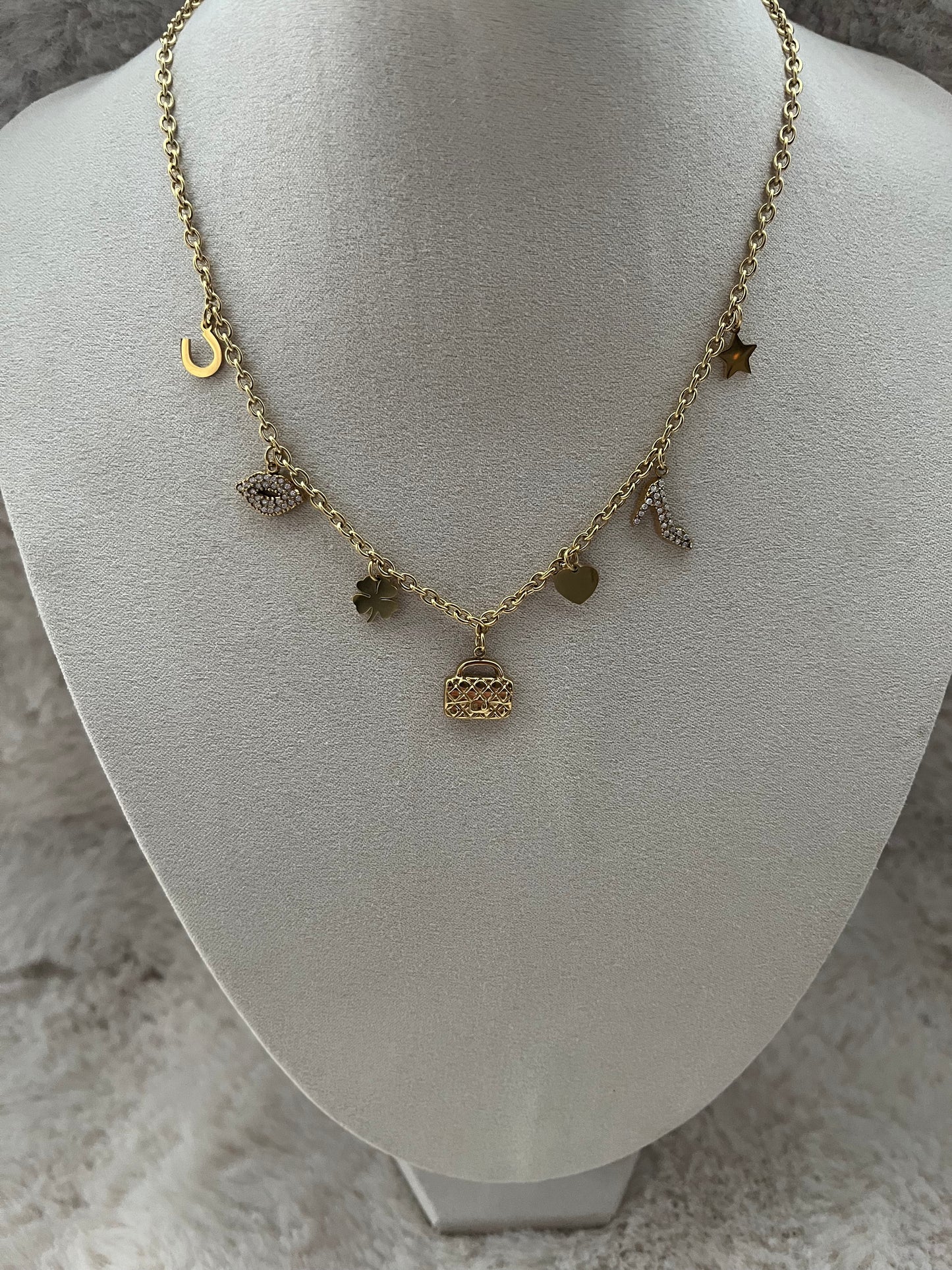 Collier Charms acier inoxydable argenté ou doré