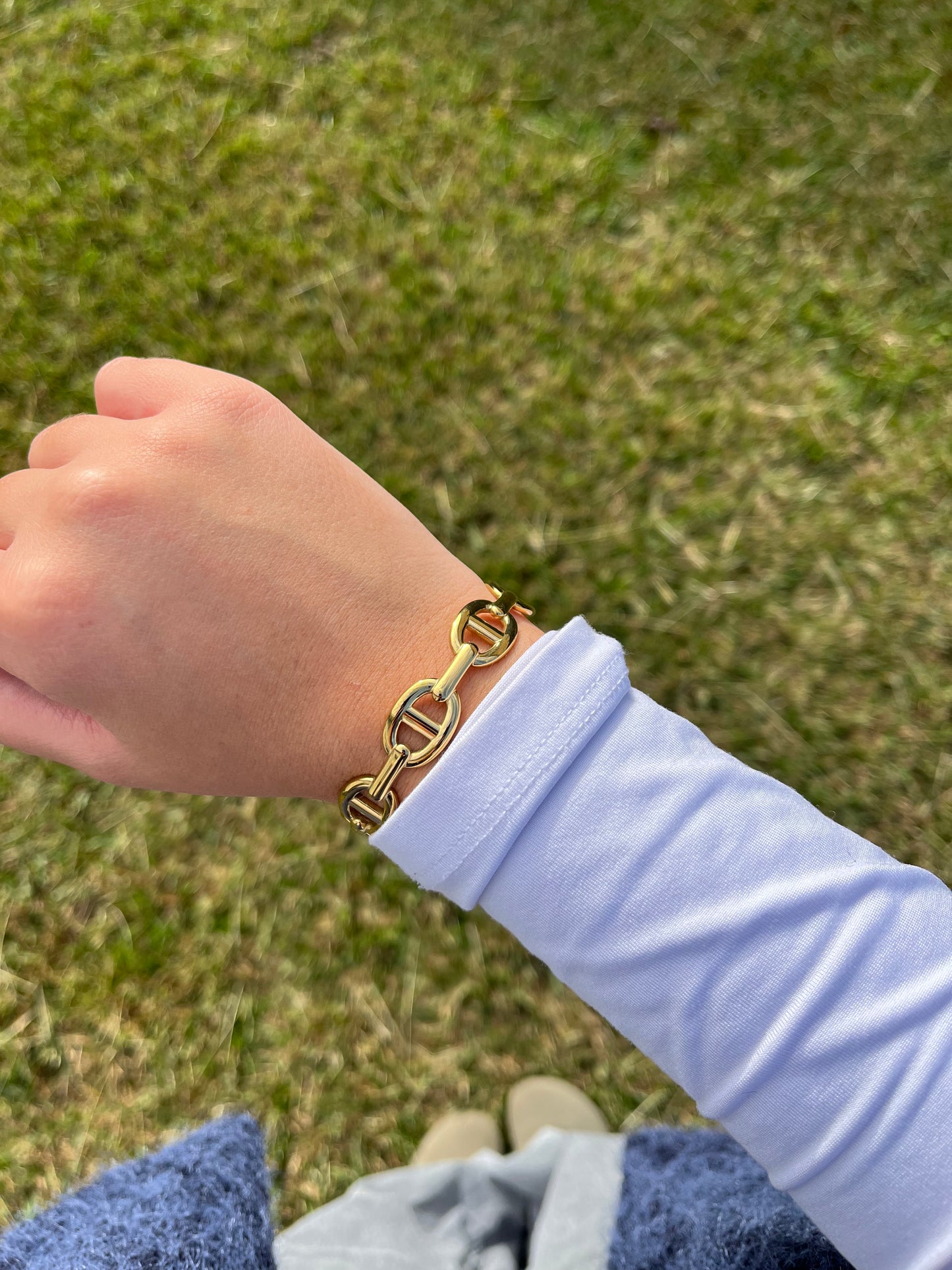 Jonc ELSA sans strass acier inoxydable dore