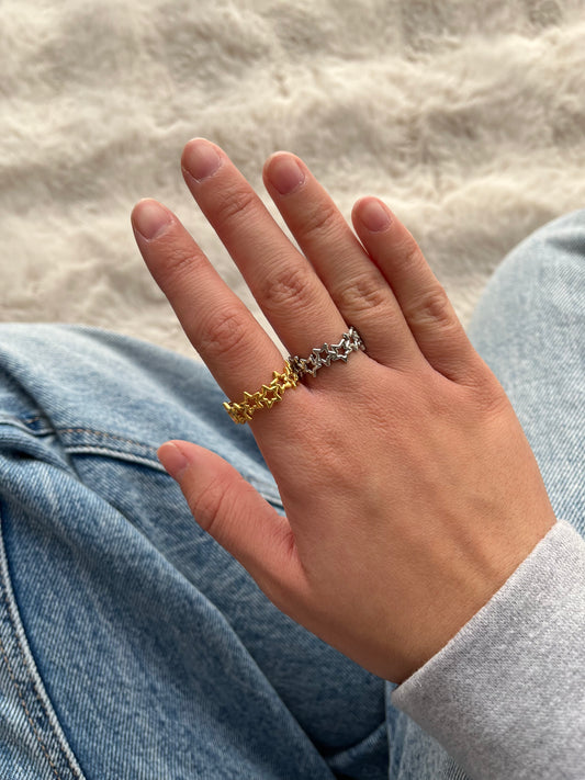 Bague Star en acier inoxydable argenté ou doré