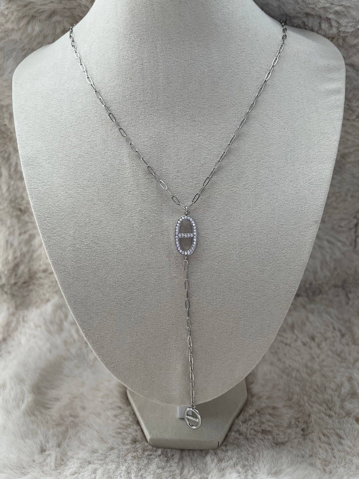 Sautoir LYA STRASS acier inoxydable argenté ou doré