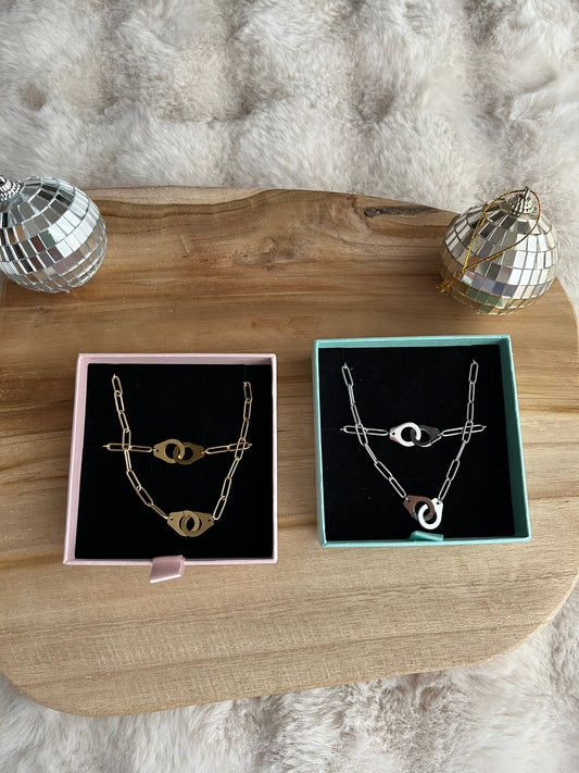 Coffret menottes acier inoxydable argenté/ doré