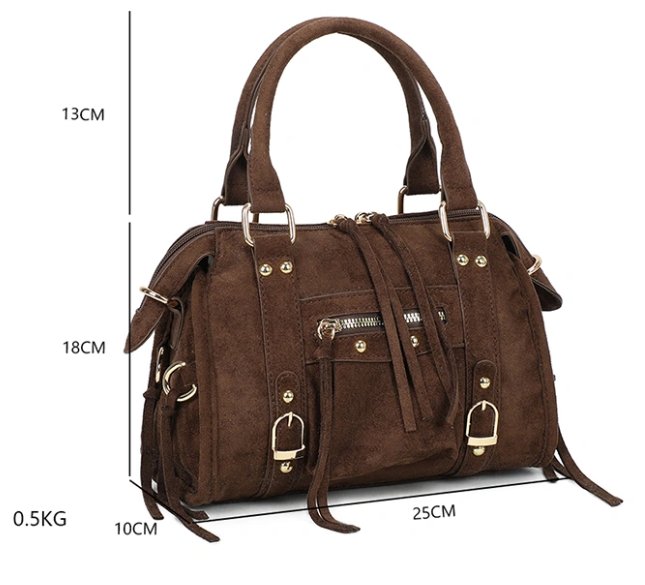 PRECOMMANDE Sac à main suède zip Noir