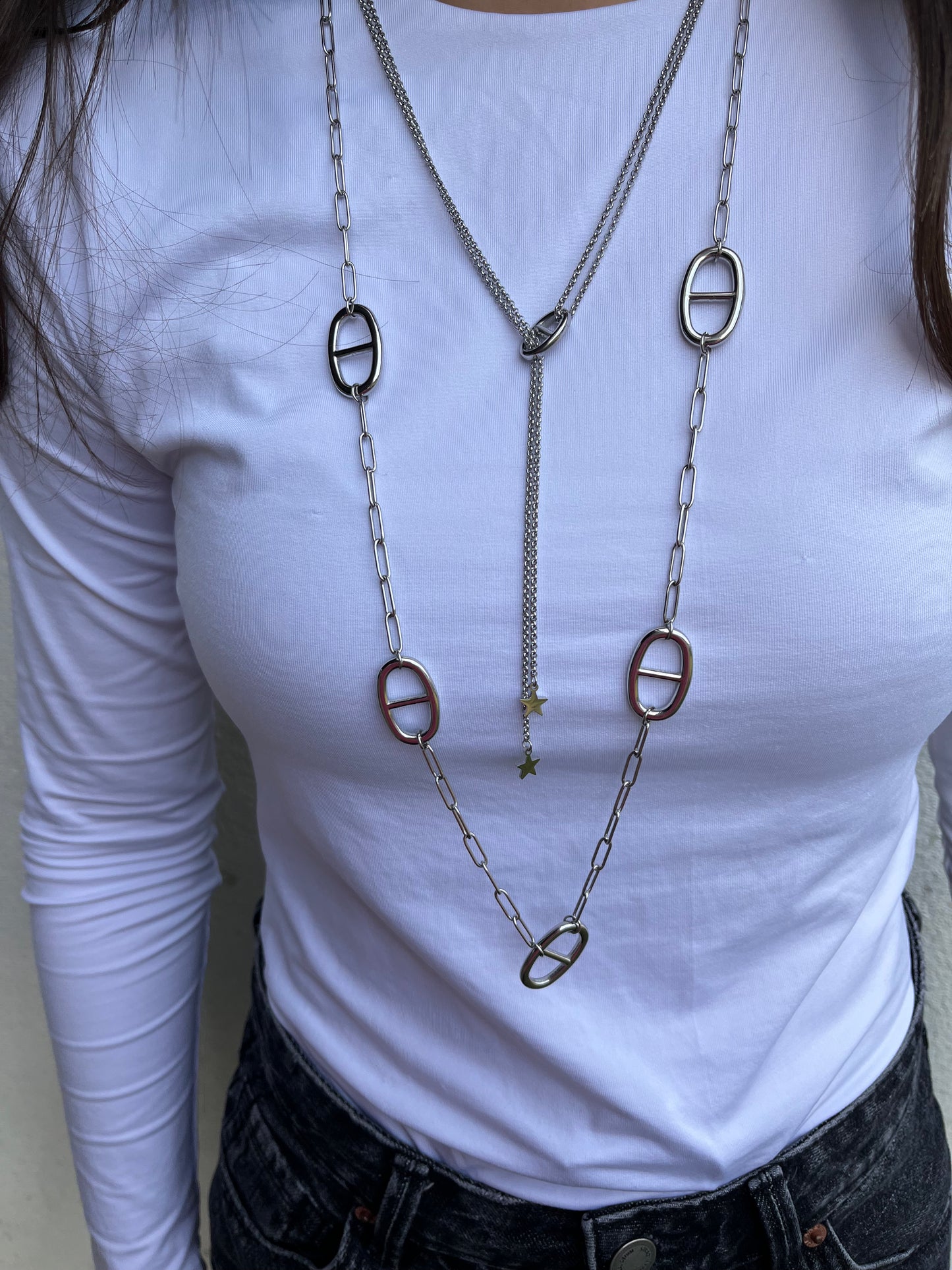 Sautoir Clea acier inoxydable argenté/ doré