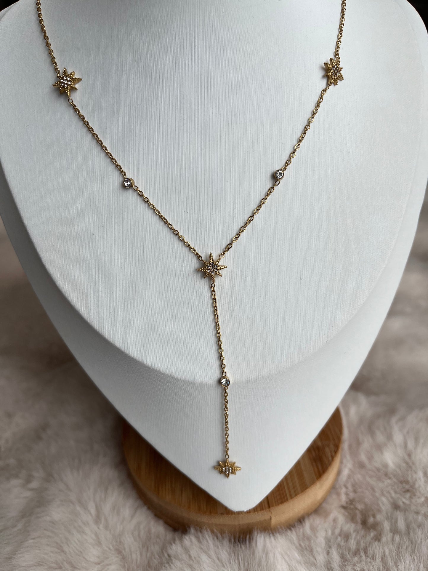 Collier Y Charlotte en acier inoxydable argenté/ doré