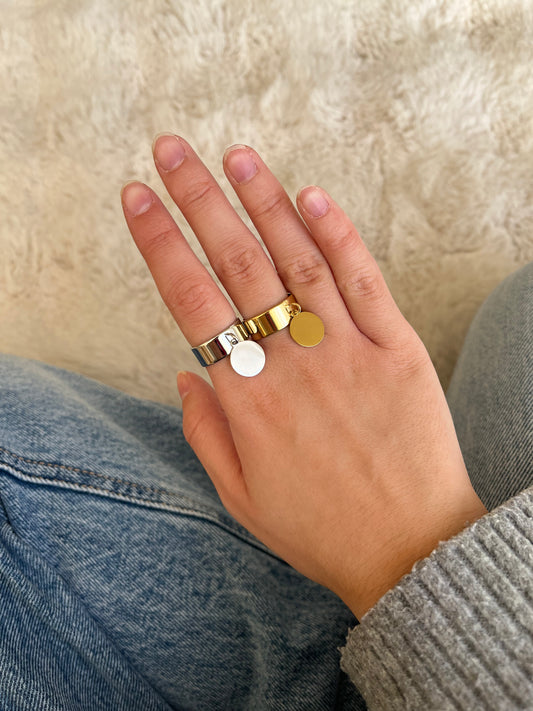 Bague Tea en acier inoxydable argenté et doré