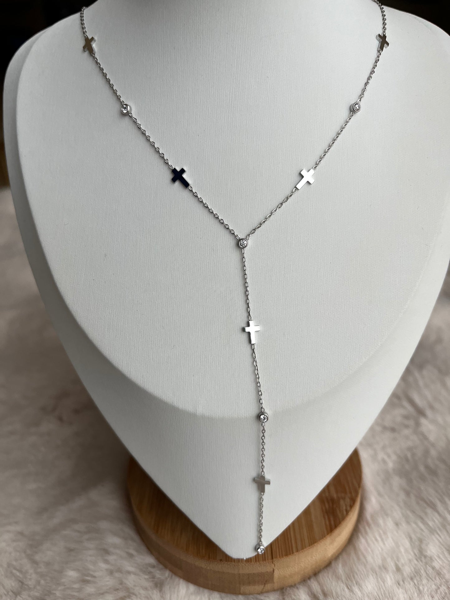 Sautoir Croix acier inoxydable argenté/ doré