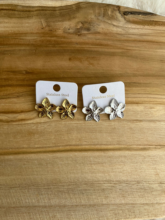 Boucles d’oreilles fleur acier inoxydable