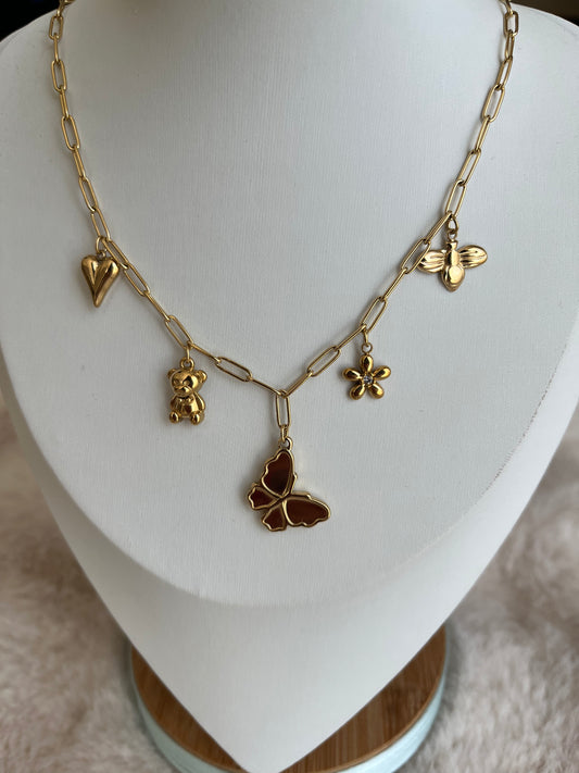 Collier Charms ALIA acier inoxydable argenté ou doré