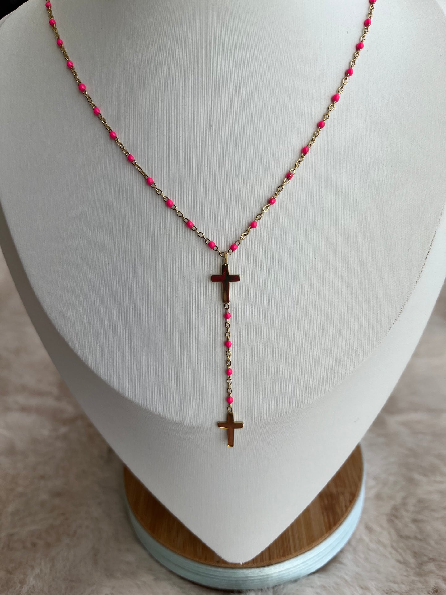 Collier Y Croix Doré acier inoxydable ( couleurs au choix )
