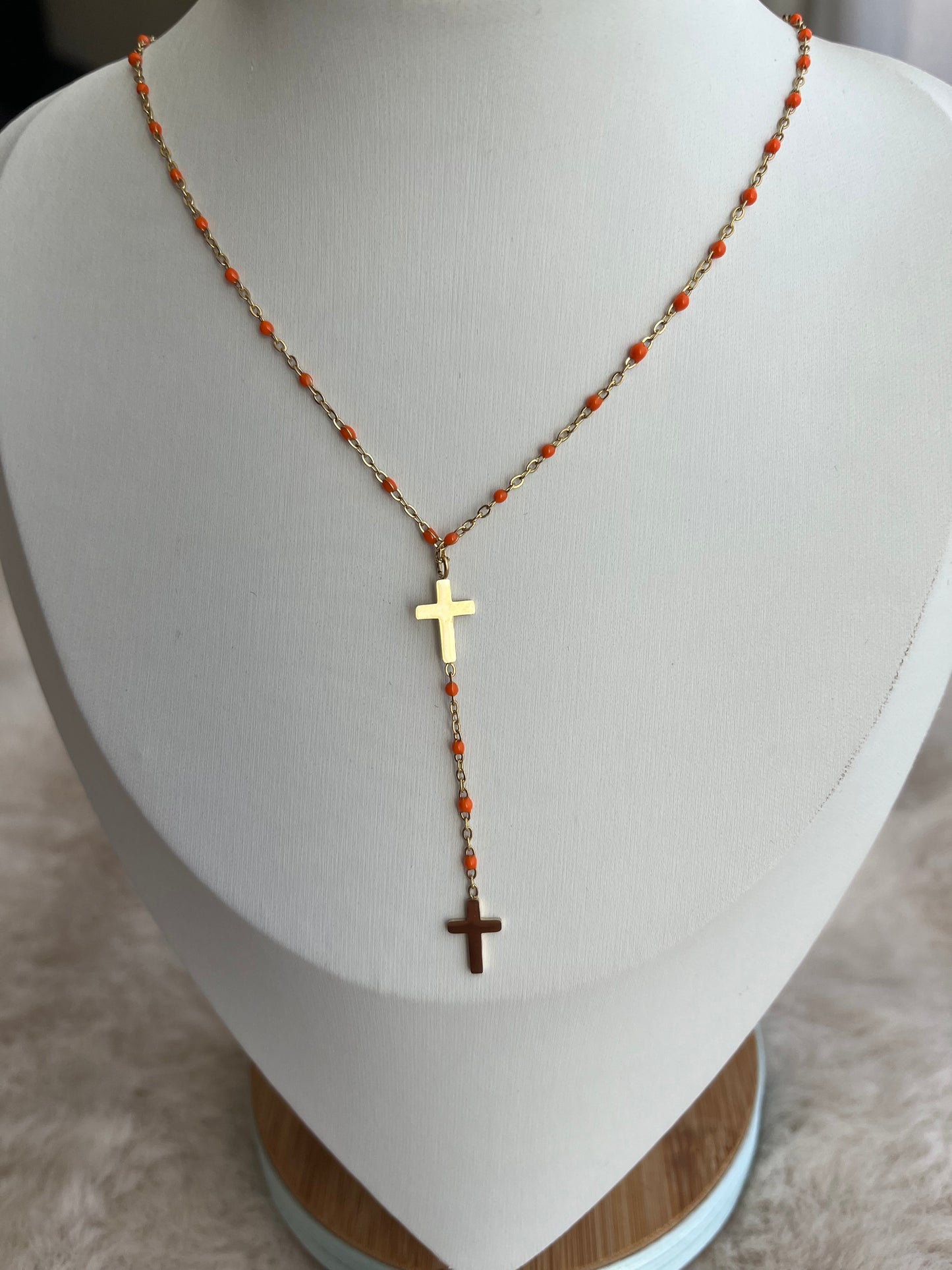 Collier Y Croix Doré acier inoxydable ( couleurs au choix )