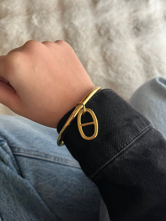 Jonc Mathilde acier inoxydable ( pendentif plus gros ) argenté ou doré