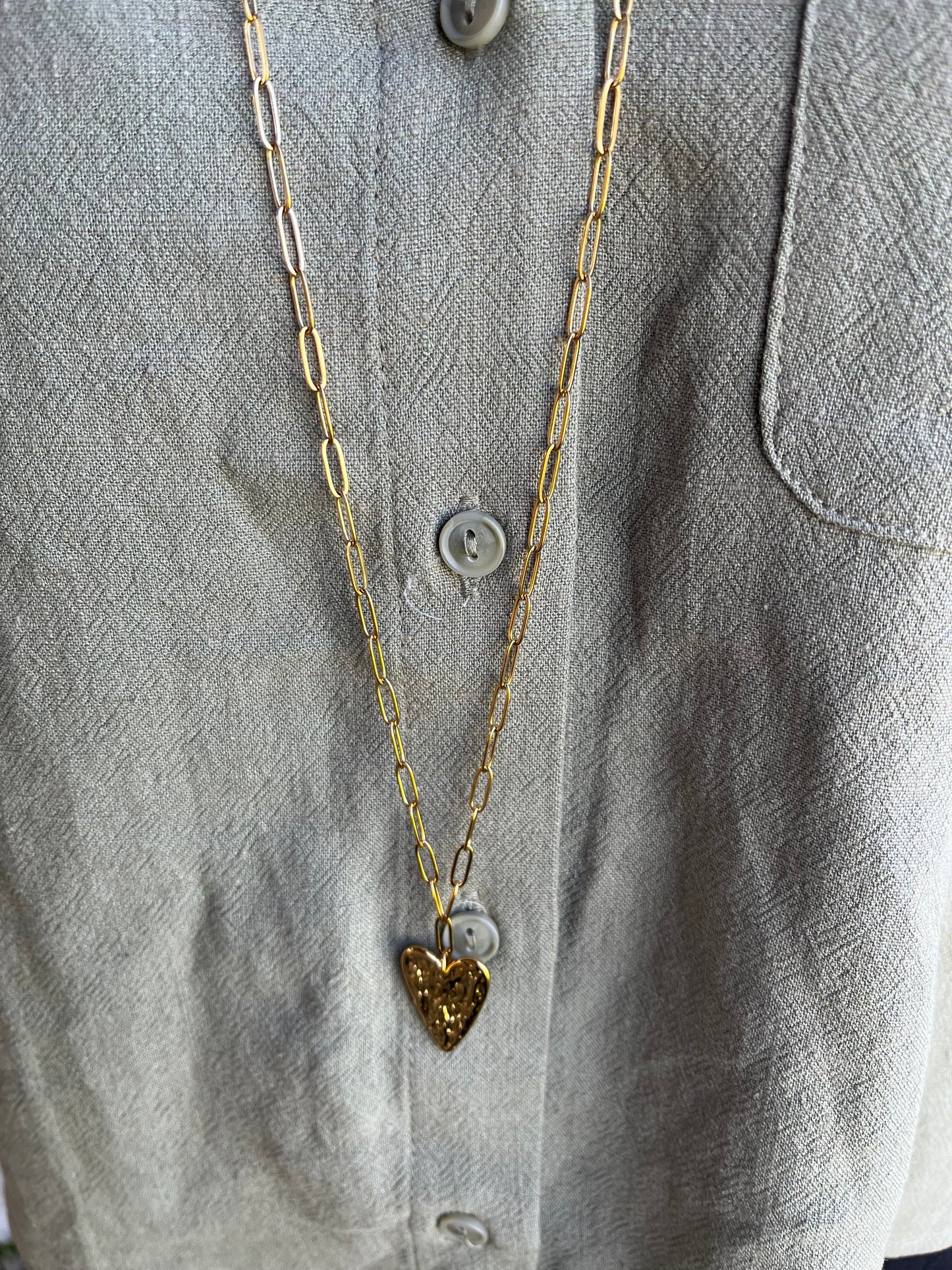 Sautoir COEUR doré / argenté acier inoxydable