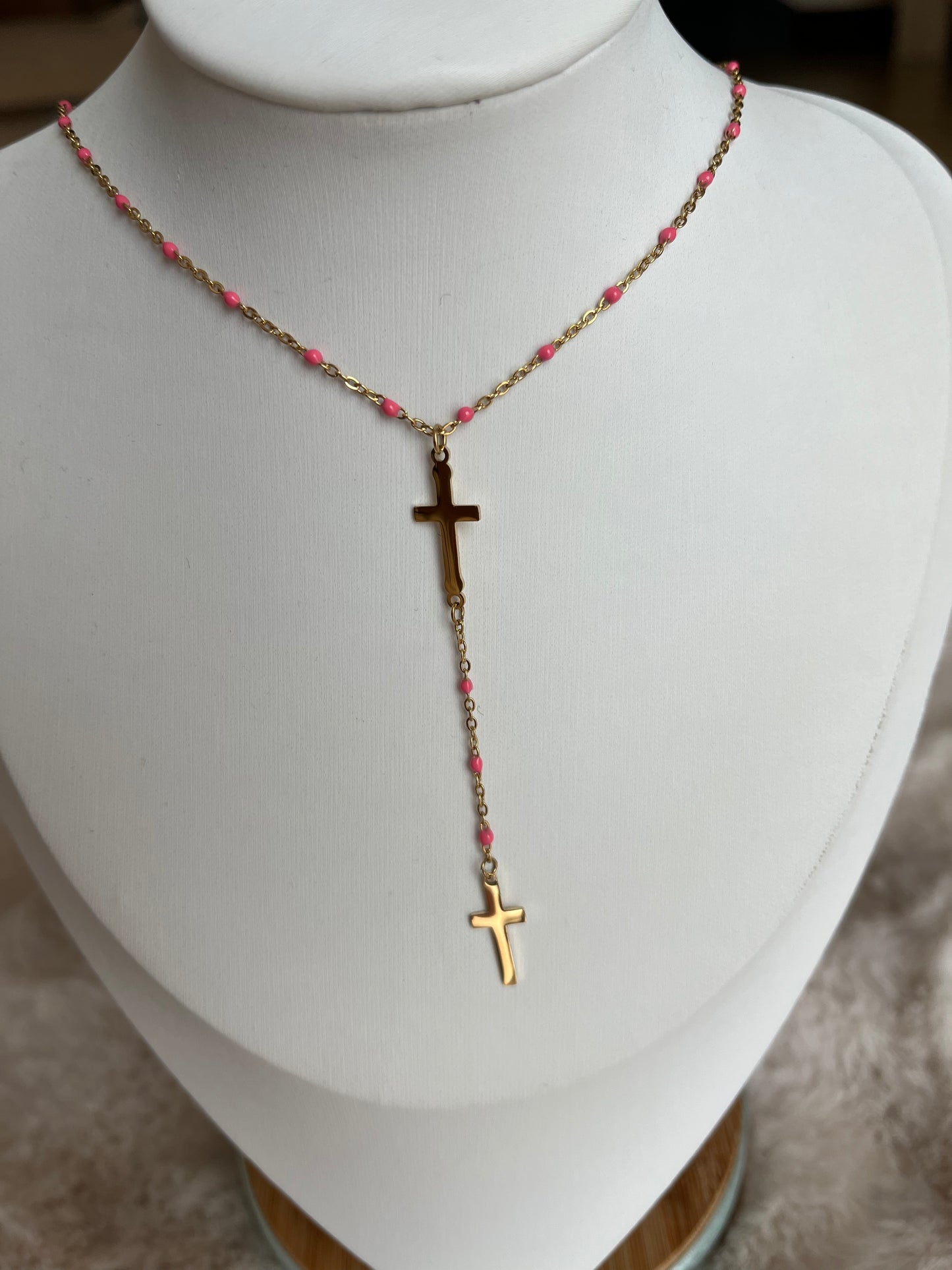 Collier Y Croix Doré acier inoxydable ( couleurs au choix )