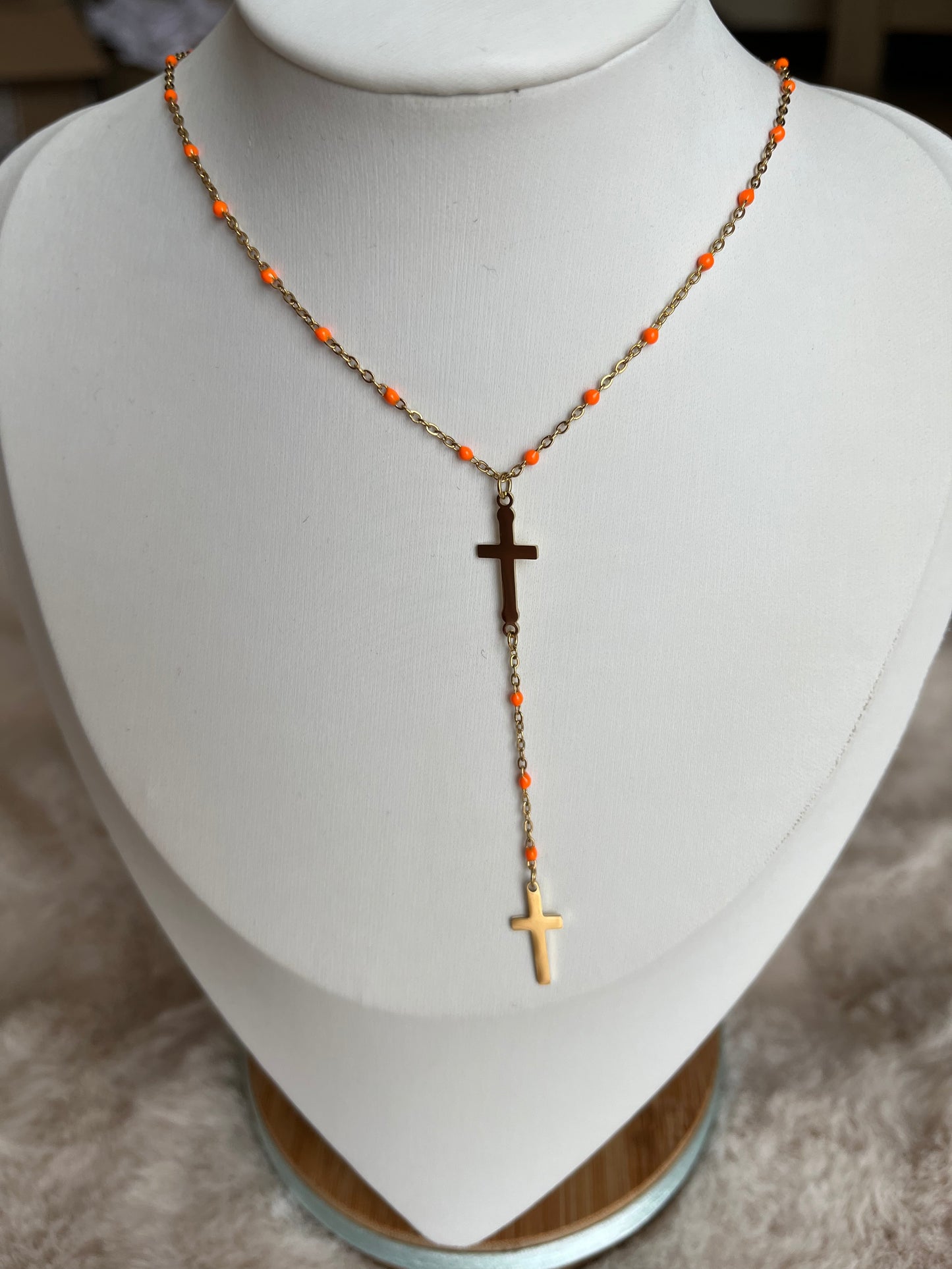 Collier Y Croix Doré acier inoxydable ( couleurs au choix )