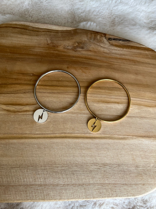 Jonc maëlle doré/ argenté acier inoxydable