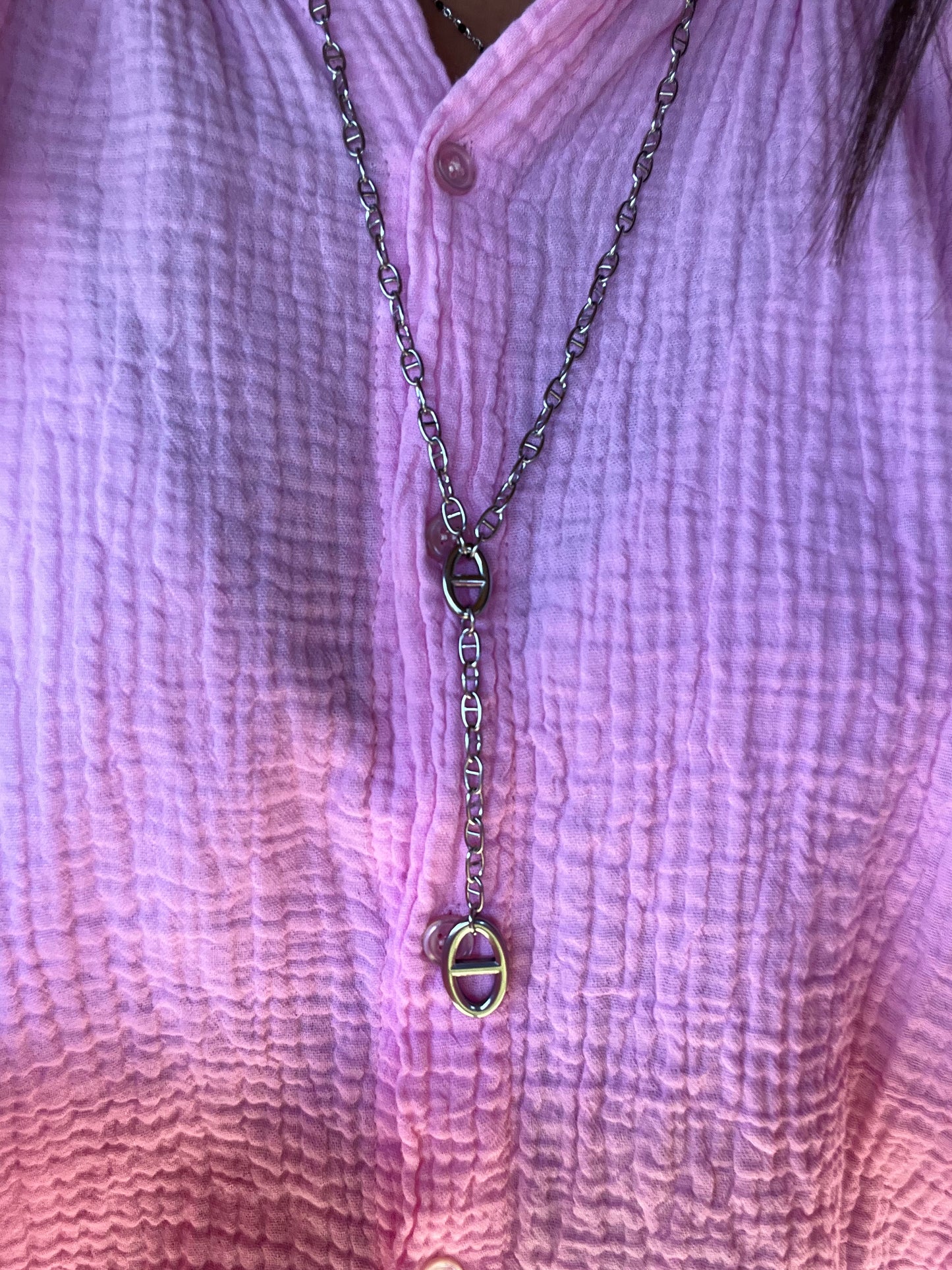 Sautoir STELLA en acier inoxydable argenté/ doré