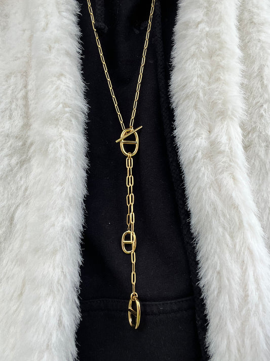 Sautoir Zoé en acier inoxydable argenté/ doré