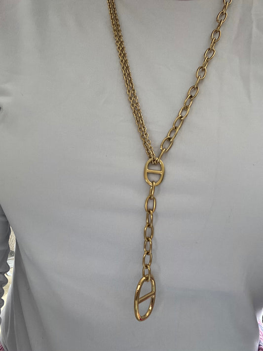 Sautoir Elsa en acier inoxydable argenté/ doré