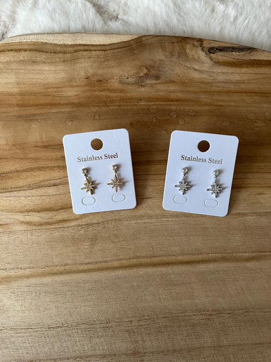 Boucles d’oreilles STRASS acier inoxydable argenté ou doré