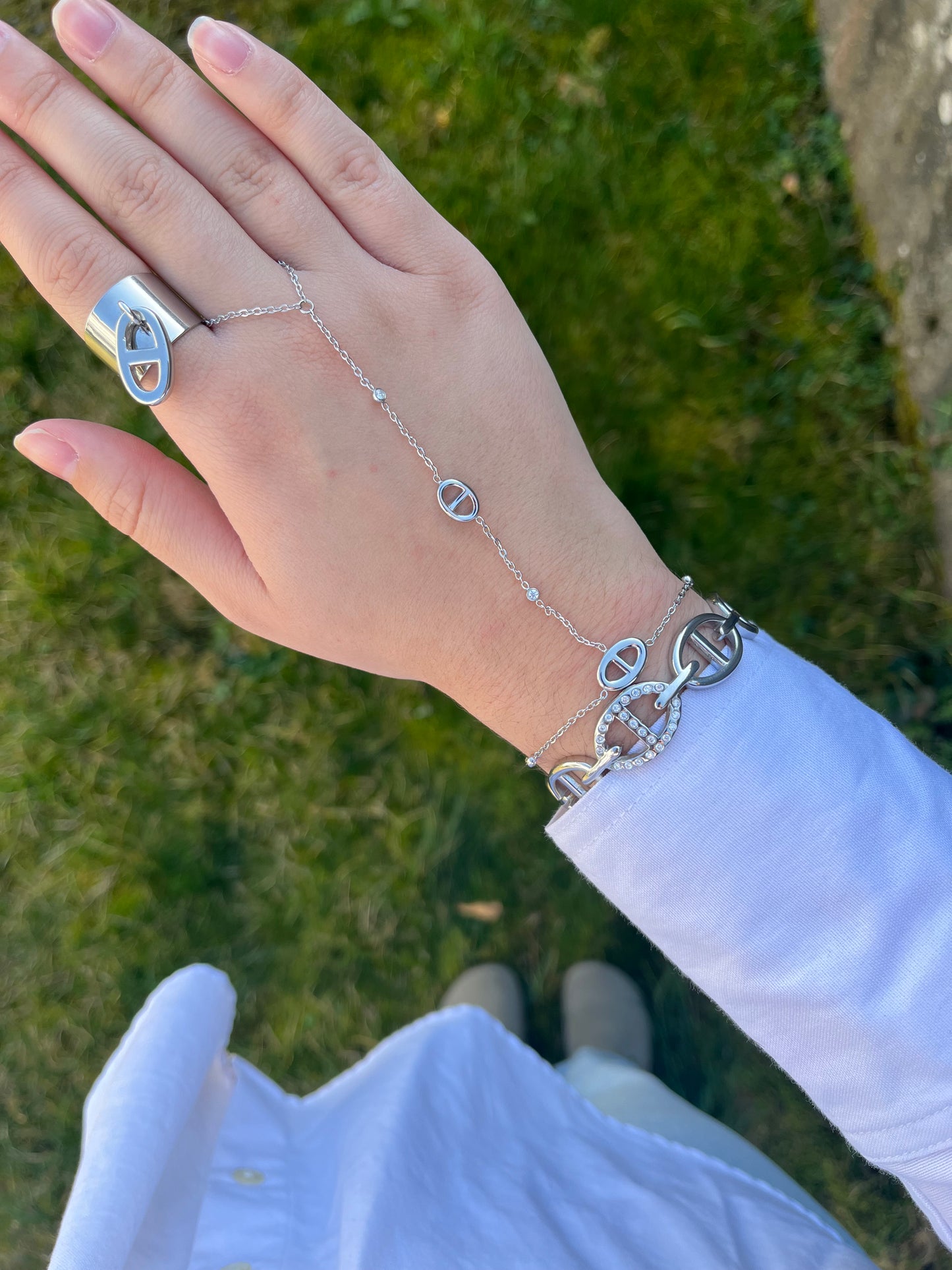 Chaîne de main ENEA acier inoxydable argenté ou doré