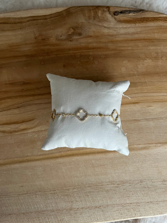 Bracelet LARA strass acier inoxydable doré