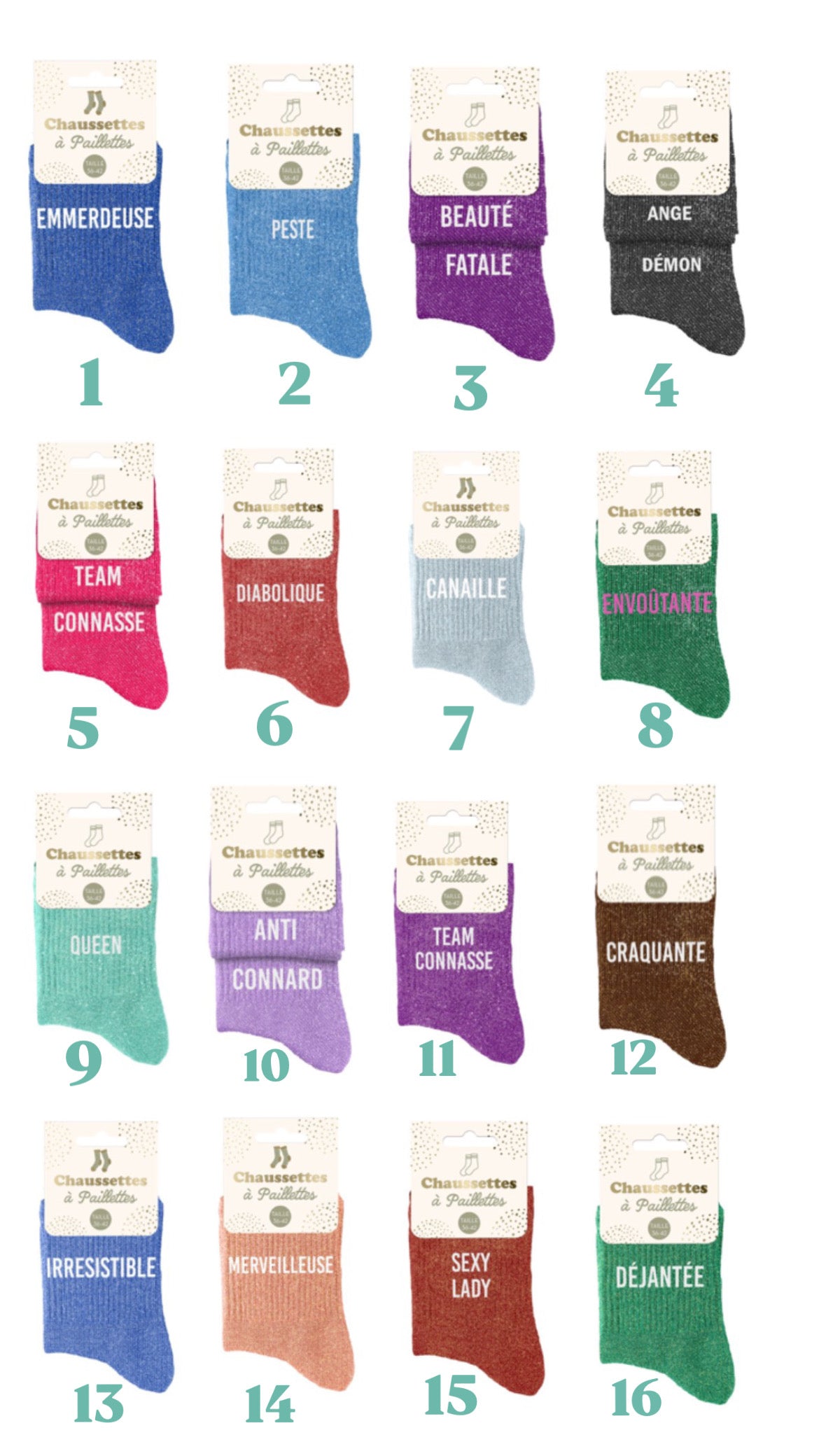 Précommande Coffret de Noël uniquement en doré Sautoir Ambre + jonc Elsa sans strass + paire de chaussettes à paillettes