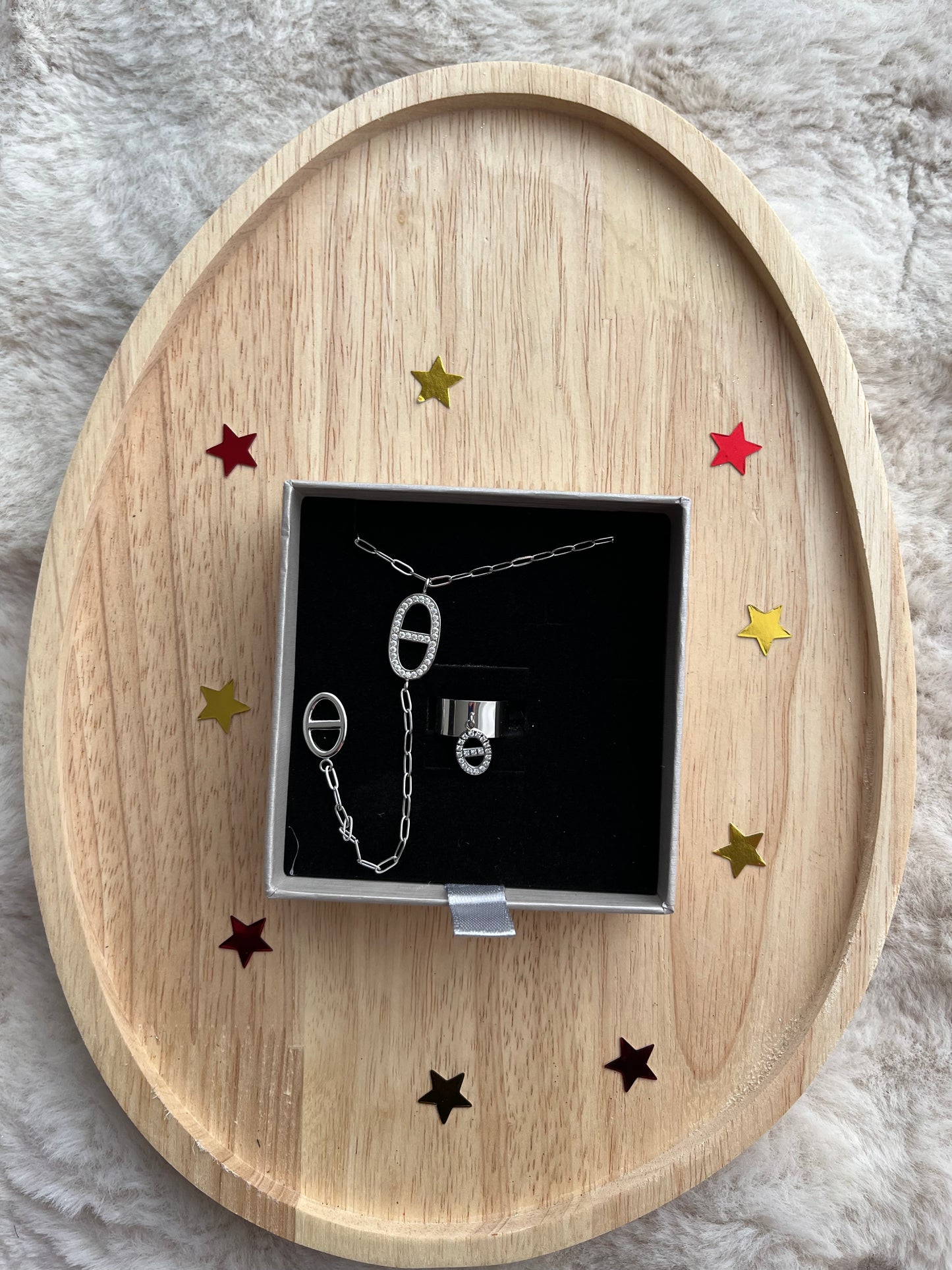 Coffret de Noël LYA maille marine STRASS acier inoxydable argenté ou doré