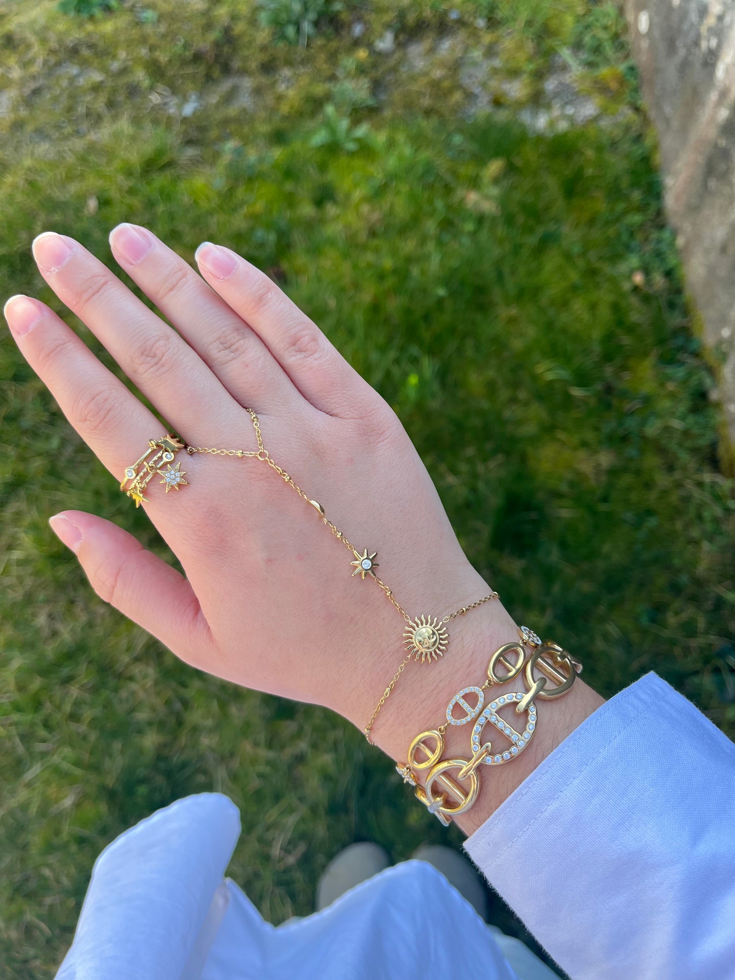 Chaîne de main SUNNY acier inoxydable argenté ou doré