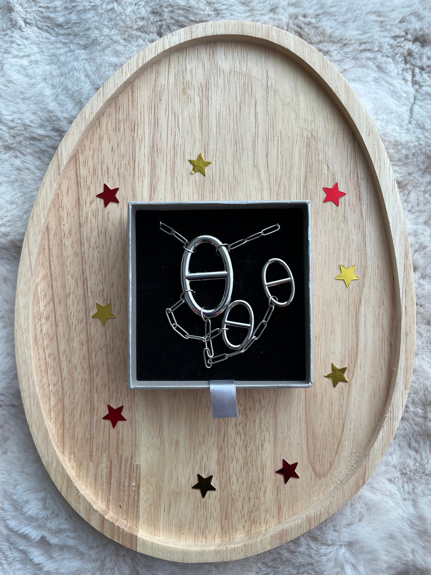 Coffret de Noël SAUTOIR HOANA acier inoxydable argenté ou doré