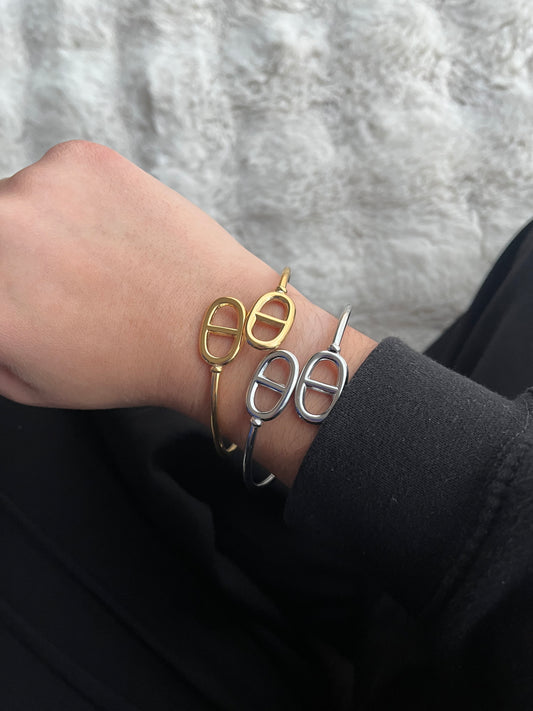 Jonc Faustine acier inoxydable argenté ou doré