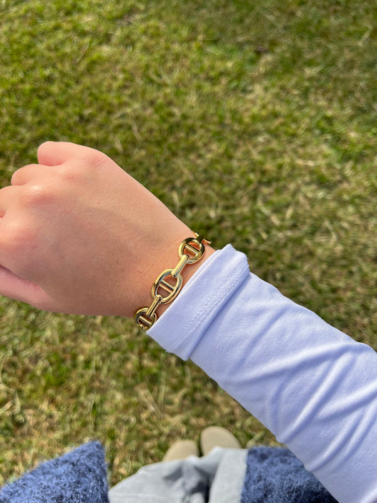 Jonc ELSA sans strass acier inoxydable dore