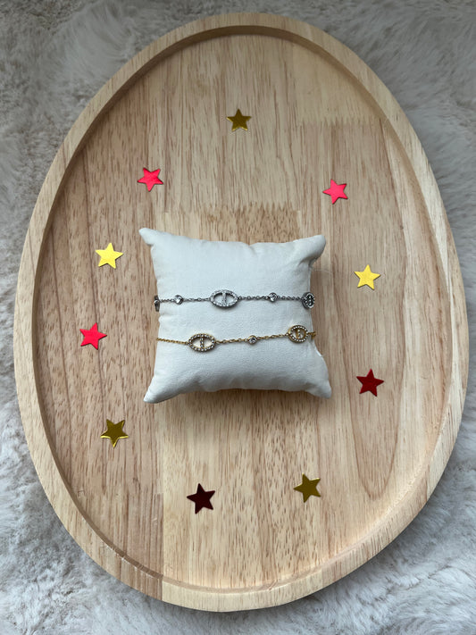 Bracelet ARIA STRASS acier inoxydable argenté ou doré