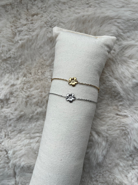 Bracelet de cheville FLORE acier inoxydable argenté ou doré