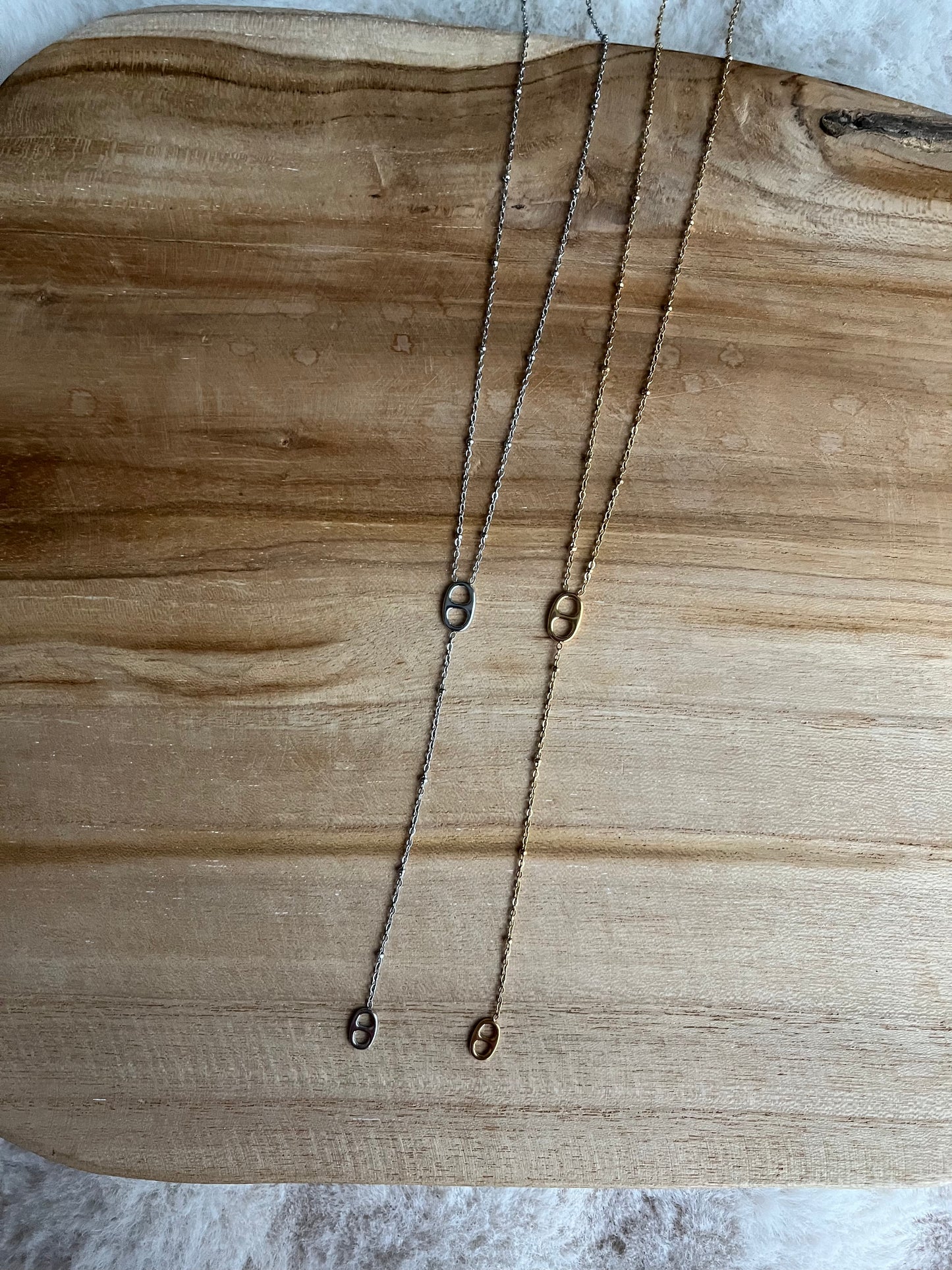 Sautoir Y CAMÉLIA acier inoxydable argenté ou doré