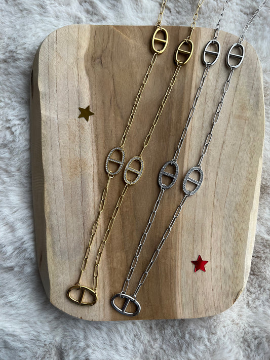 Sautoir Jade à strass acier inoxydable argenté ou doré