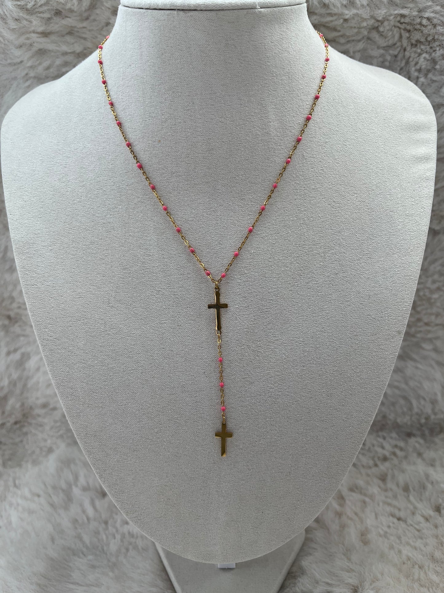 Collier Y Croix  Doré acier inoxydable ( couleurs au choix )