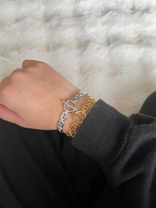 Jonc LORA acier inoxydable argenté ou doré