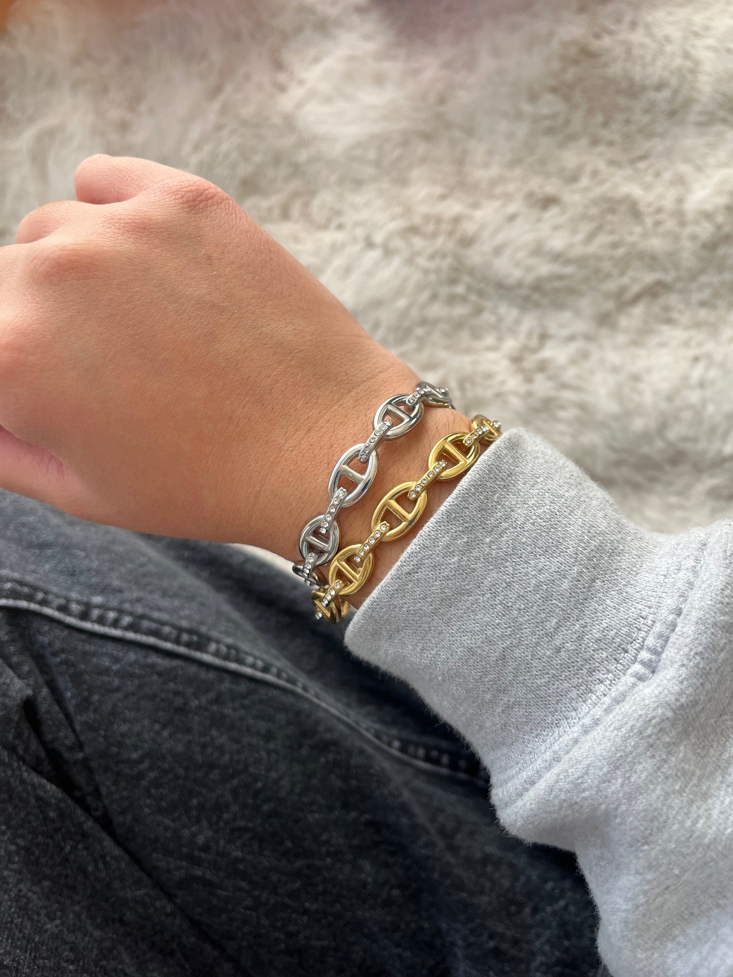 Jonc Océane acier inoxydable argenté ou doré