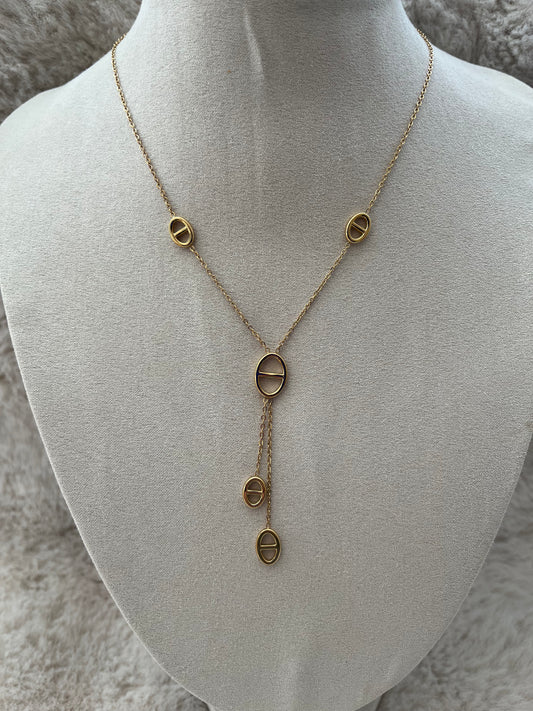 Collier Y Tiliana acier inoxydable argenté ou doré