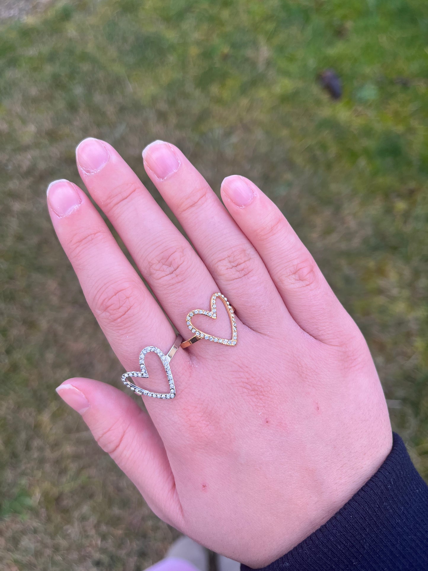 Bague Cœur strass acier inoxydable argenté ou doré