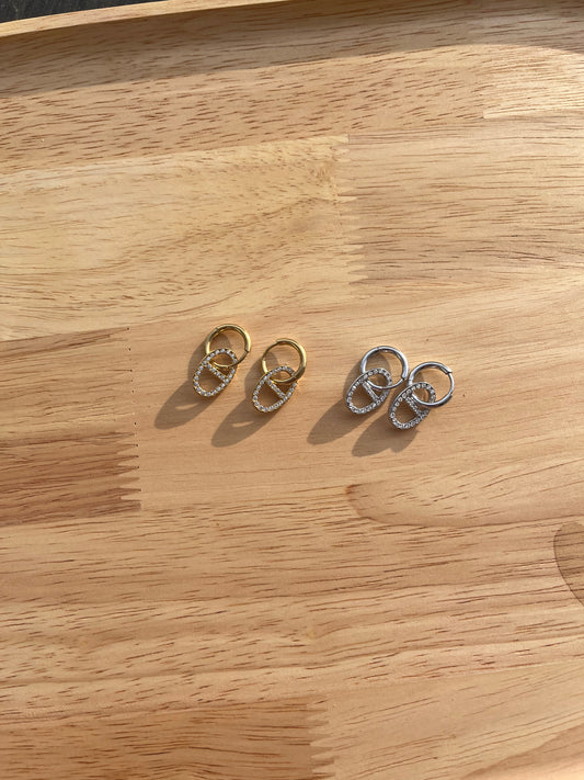 Boucles d’oreilles Elsa strass acier inoxydable argenté ou doré