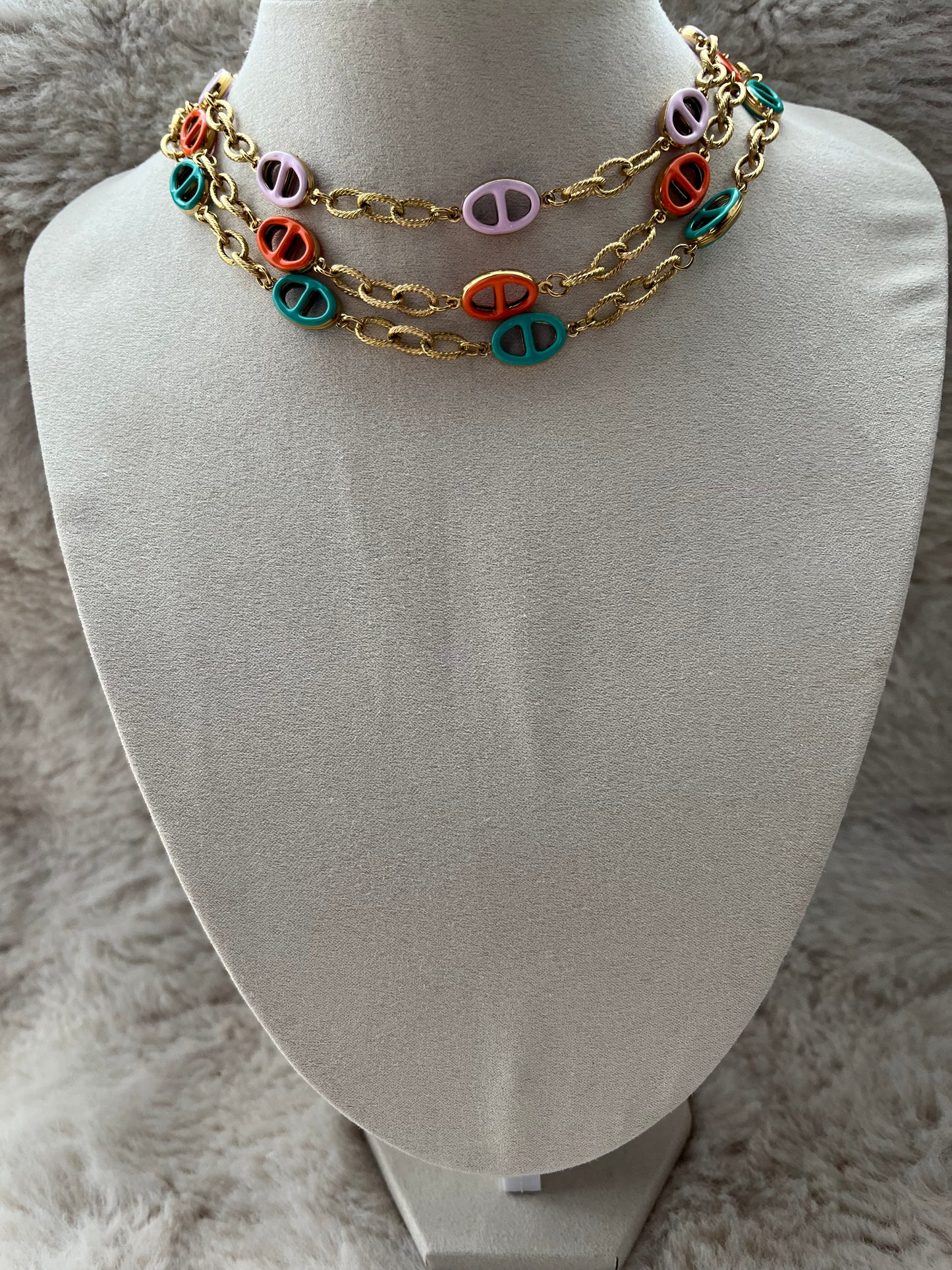 Collier maille marine coloré acier inoxydable doré