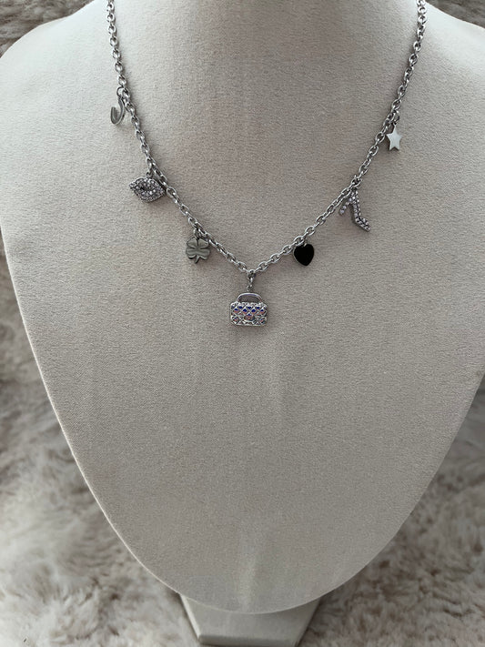 Collier Charms acier inoxydable argenté ou doré