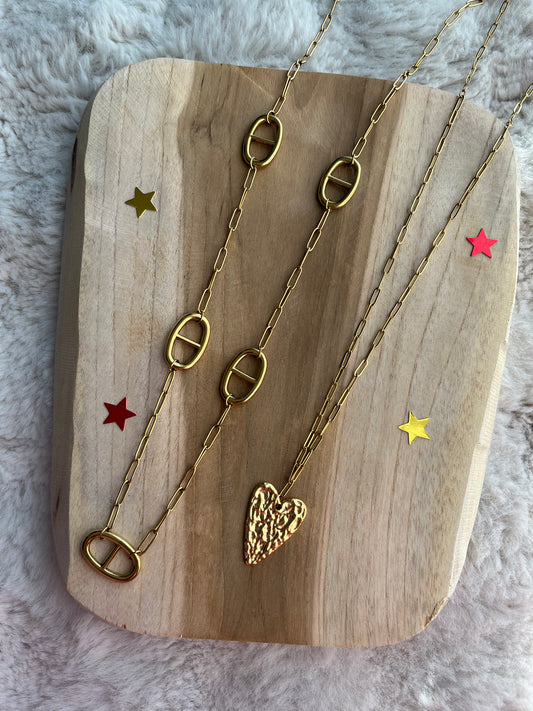 Coffret  sautoir Jade + sautoir Cœur argenté ou doré en acier inoxydable