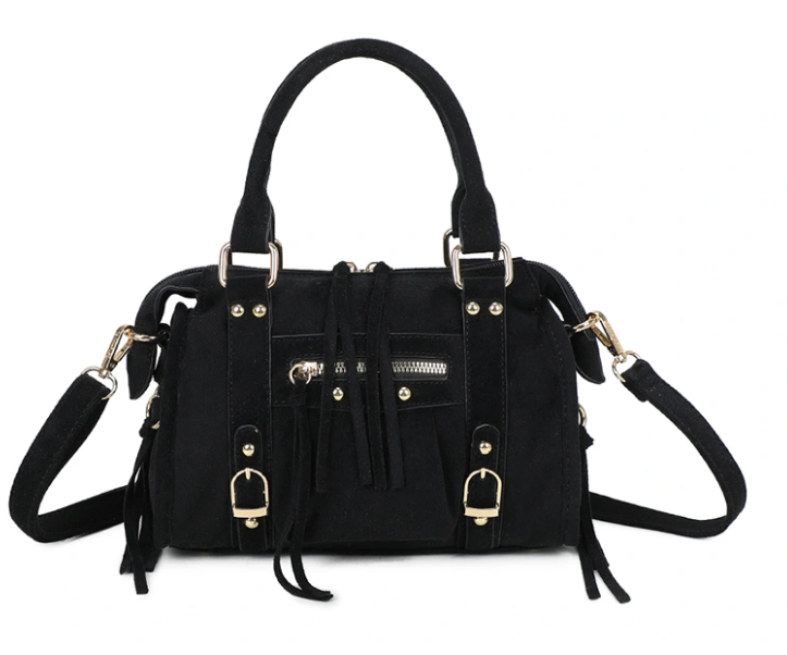 PRECOMMANDE Sac à main suède zip Noir