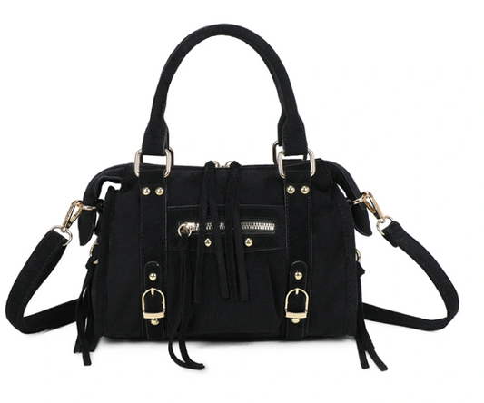 PRECOMMANDE Sac à main suède zip Noir