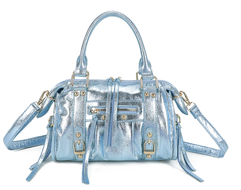 PRECOMMANDE Sac à main métallisé Cassandra Bleu