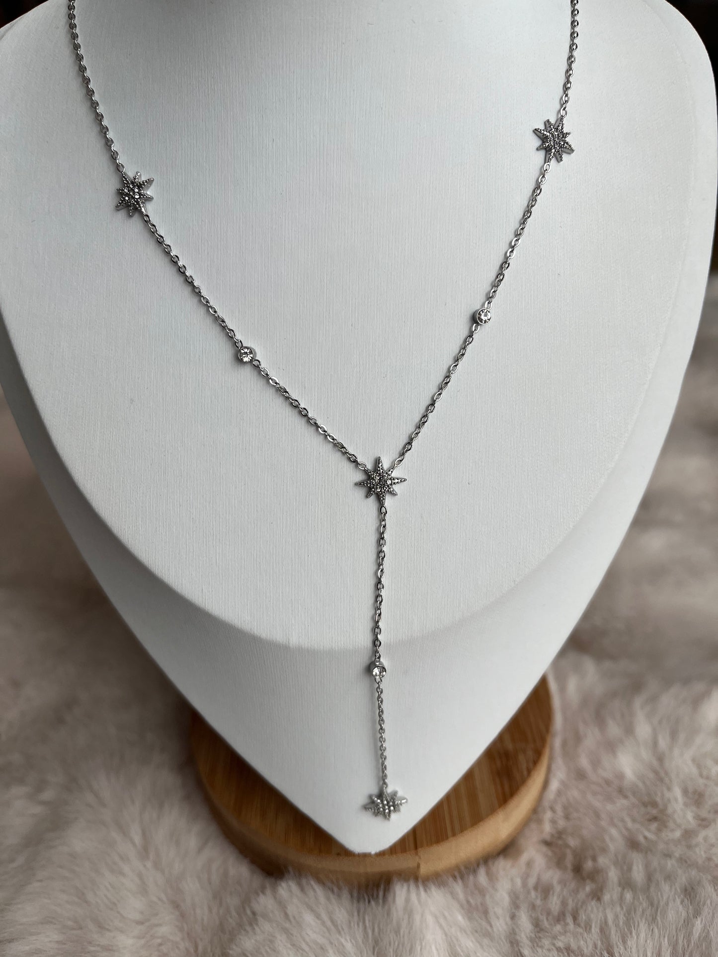 Collier Y Charlotte en acier inoxydable argenté/ doré