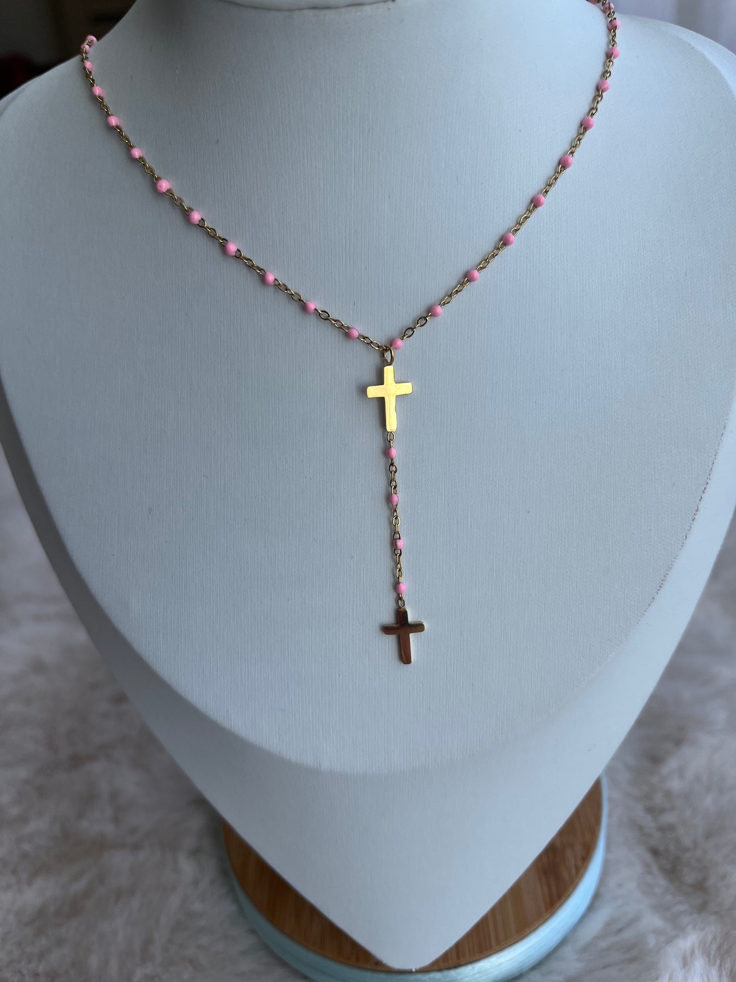 Collier Y Croix  Doré acier inoxydable ( couleurs au choix )