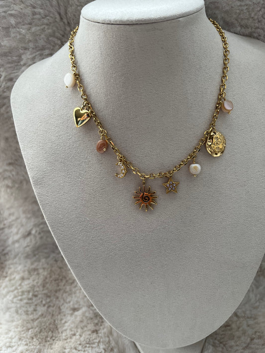 Collier Charms LUNA acier inoxydable doré